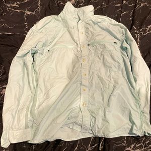 Large, Baby Blue, Long Sleeve, Active Button Up
